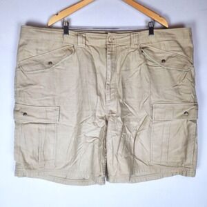 Duluth Cargo Shorts Men's Size 48 Beige Khaki 100% Cotton‎ 9" Inseam